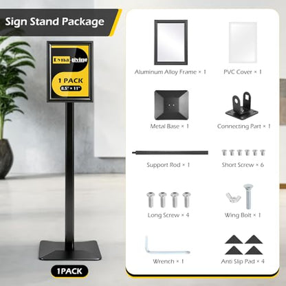 Dyna-Living Sign Holder Stand 8.5 x 11 Inch Sign Stands for Display, 1 Pack Heavy-duty Pedestal Sign Holder, Adjustable Floor Standing Signs Holders, Poster Holders Stand for A4 Advertising - size: 8.5'' x 11''-1 Pack