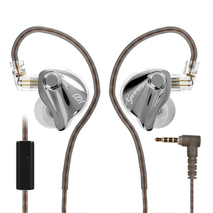 CCA Xyrra Dual Driver in-Ear Monitor Headphones,1DD+1BD HiFi IEM Earphones,Wired Gaming Earbuds for Gamers Musicians - color: Silver, style: With Mic,3.5mm