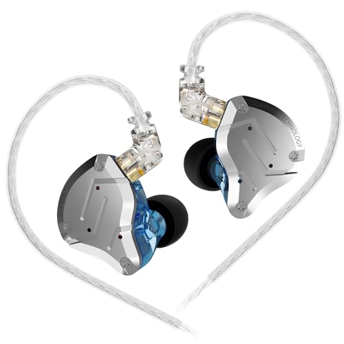 KZ ZS10 Pro in Ear Monitor Wired Headphone, KZ HiFi Earbuds in Ear Monitor Earphone with 4 Balanced Armatures and 1 Dynamic Drivers Professional IEM Headphone for Drummer Musician(Blue No Mic) - color: Blue, size: No Microphone