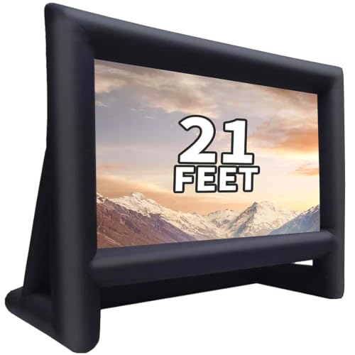 GYUEM 21FT Inflatable Projector Screen Outdoor Movie Screen | Blow Up for Movie Parties Backyard Outside, Air Blower, Carry Bag, Front and Rear Projection, Portable Home Theater, Indoor - size: 21FT