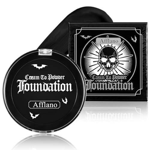 Black Face Body Paint Cream to Powder Foundation Makeup, Gothic Black Facepaint Halloween Makeup for Kids & Adults, Pro Body Paint for Cosplay, SFX, Emo, Clown, Zombie, Vampire, Theater, Film,Skeleton - color: Black
