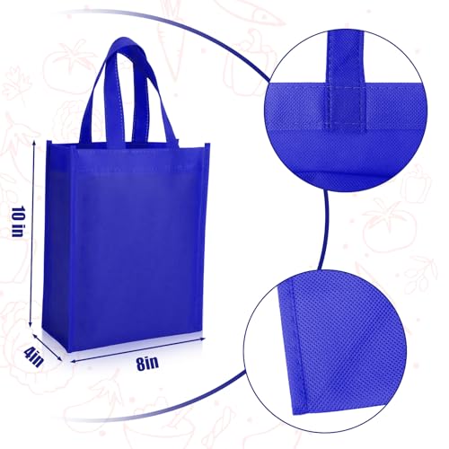 Jexine 72 Pcs Non Woven Tote Bags Bulk, Reusable Large Gift Bags with Handles, Grocery Bag for Party Favors, 14 x 10 Inch - color: Royal Blue
