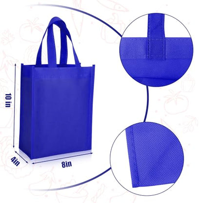 Jexine 72 Pcs Non Woven Tote Bags Bulk, Reusable Large Gift Bags with Handles, Grocery Bag for Party Favors, 14 x 10 Inch - color: Royal Blue