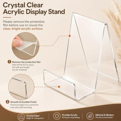 20 Pcs Clear Book Stand, 3 x 4 Inch Acrylic Book Holder