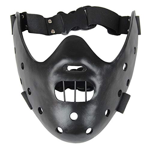 Hannibal Lecter Mask Cosplay The Silence of The Lambs Half Face Resin Mask | Halloween Costume Prop, Durable Resin, Sponge Pads, Adjustable Buckle Straps, Open Mouth Cage, Adult, for Role Play Party - color: Black