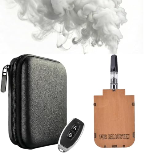 Portable Mini Fog Machine Handheld Smoke Maker with Remote Control Wireless Wooden Fogger Kit for Photography Video Cosplay Props Food Styling Includes Carrying Case and Fluid (Round-Bottom Style) - color: Round-Bottom Style