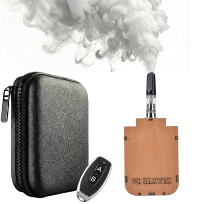 Portable Mini Fog Machine Handheld Smoke Maker with Remote Control Wireless Wooden Fogger Kit for Photography Video Cosplay Props Food Styling Includes Carrying Case and Fluid (Round-Bottom Style) - color: Round-Bottom Style