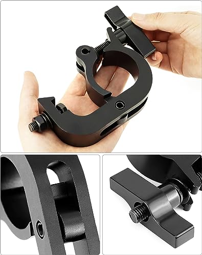 QWORK Heavy Duty Truss Clamp Stage Light Trigger Clamp, 10 Pack 330 lb. Aluminum Fixture, DJ Light Clips Fits 1.77-2.0 in. Trusses, for Par Light Moving Head Beam Stage Light, Black