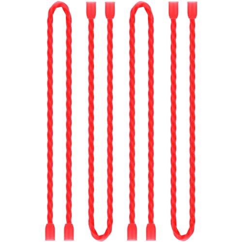 4Pcs 24Inch Silicone Cable Ties Reusable Steel-Core Wire Twist Tie Straps | for Bundling and Organizing Colorful Bendable Holder Strap for Indoor and Out All Purpose, Red - color: Red, size: 24 Inch
