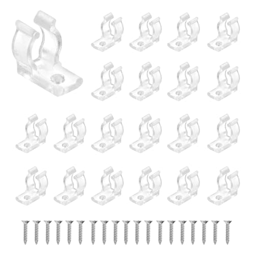 MECCANIXITY U Clips Holder Bracket, Fluorescent Tube Mounting Accessories Support Clamps Pipe Clamps with Screws for 7mm to 9mm Round LED Strip and Tube, 30pcs - size: 7mm to 9mm