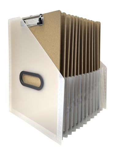Clipboard Holder - Accordian Expanding Clipboard Stand, Vertical Clipboards Storage Holder Small White Board/Desk Organizer for School, Home and Office, Classroom Must Haves (White) - style: White