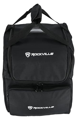 Rockville RLB40 Padded Travel Bag for (2) Chauvet or American DJ Effect Lights | 10mm Padding, 13" x 13" x 6.8" Per Compartment, Removable Divider, Accessory Pocket, Shoulder Strap, Fits 1 or 2 Fixtures