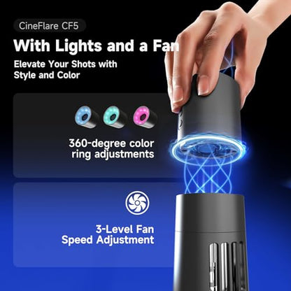 COLBOR Fog Machine CF5 Cine Flare Battery Handheld Portable Smoke Machine | with Lights and Fan Foldable Body 25 Levels Density Wireless Remote Control Fogger for Photography Parties Weddings