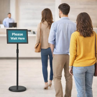 Pack of 2 Sign Stand Holder 8.5 x 11 Inch — 360° Rotating Display Holder Black Floor Sign Stand for Business Advertising & Store Signage Sturdy & Adjustable Pedestal Signage for Business Display