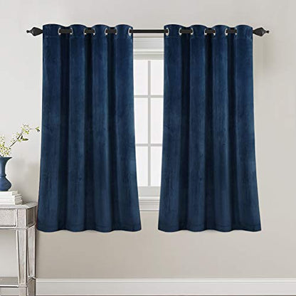 H.VERSAILTEX Room Darkening Velvet Curtains for Bedroom, 63 Inch, Navy - color: Navy, size: 52"W x 63"L (Pack of 2)