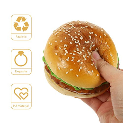 Sewroro 2 Pcs Fake Burgers Pu Artificial Burger Props 3.74 X 3.74 X 2.95 in Simulation Food for Photography Props Shop Burger Decors Display Food Decor Party and Kids Toy