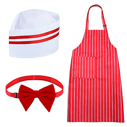 Keymall Waiter Costume Kit-Soda Jerk Costume Kit-Including 3 Pieces Hat Apron Bow Tie For Halloween 1950s Theme Costume - color: Set a
