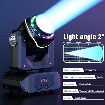 108W Moving Head Beam Light with Remote Control,18-Facet Prism DJ Lighting 10 Gobos 8 Colors DJ Lighting Spotlight by DMX and Sound Activated for Wedding,Parties,Bar,Live Show - color: 1-PACK