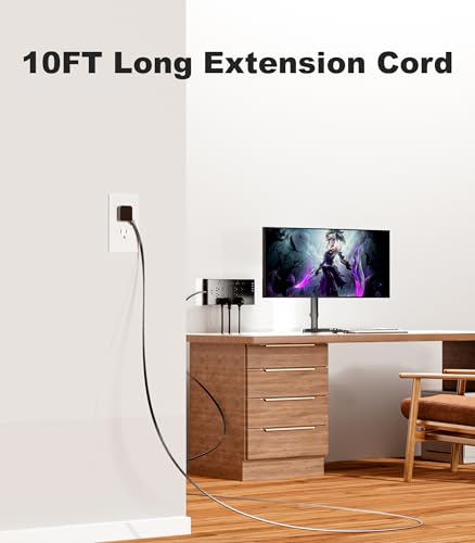 Surge Protector Power Strip 4800J, LeZone 10Ft Long Extension Cord Flat Plug, 20 Outlets 4 USB-A 4 USB-C Ports, Wall Mountable, Home Office Dorm Essentials, Black - size: 10FT, style: 20AC+8USB(1-Side)