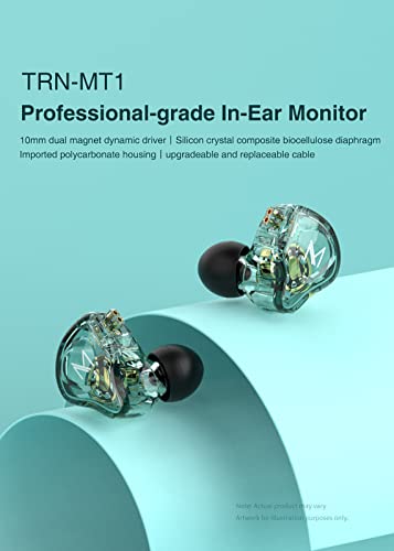 TRN MT1 in-Ear Earphone Headphones, HiFi in-Ear Earphone Earbud with New 10mm Composite Magnetic Dynamic Driver Monitor Earbuds with Detachable C Pin 0.75MM Cable(with mic,Black) - color: Black, style: 3.5 Mic