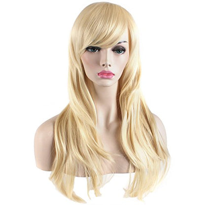 Akstore 28 inch Fashion Wigs Long Wavy Curly Hair Cosplay Wig (Golden) - color: Golden