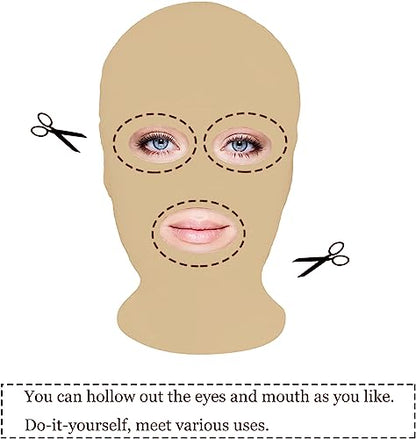 2 Pieces Full Face Mask, BW 2nd Skin Masks,Halloween Spandex Hood for Unisex Cloth - color: Skin