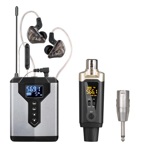 Depusheng T9-2 Wireless in Ear Monitor System with Transmitter Clip on Receiver Automatic Pairing in-Ear Monitoring for Studio,Guitar,DJ,Live Performance (1 Receiver + 1 Transmitter) - size: 1 Receiver + 1 Transmitter