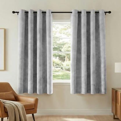 H.VERSAILTEX Velvet 100% Blackout Curtains for Living Room Full Light Blocking Curtains Thermal Insulated Room Window Drapes Soft Luxury Curtains Grommet Top 2 Panels (55" W x 63" L, Gray) - color: Grey, size: 55"W x 63"L (Pack of 2)