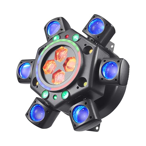Moving Head Dj Lights for Parties, Disco Lights 6-in-1 LED RGBW 6 Arms Stage Light for Parties Support DMX-512 & Sound Activated, Dj Lighting for Party KTV Wedding Club - color: 6 Arms Black