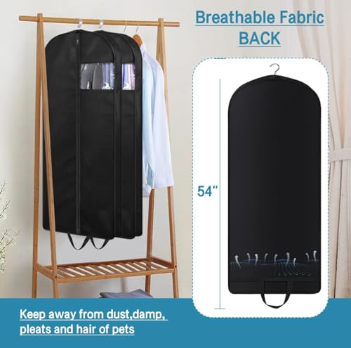 KIMBORA 54" Suit Bags for Closet Storage and Travel, Gusseted Hanging Garment Bags for Men Suit Cover With Handles for Clothes, Coats, Jackets, Shirts（3 Packs） - size: 54"