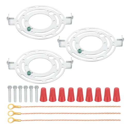 PATIKIL 125mm (4.9") Universal Light Fixture Mounting Bracket Kit, 3 Set Light Crossbar Round Ceiling Plate with Bare Copper Ground Wire for Wall Light Ceiling Lighting Pendant Chandelier - size: 125mm (4.9")