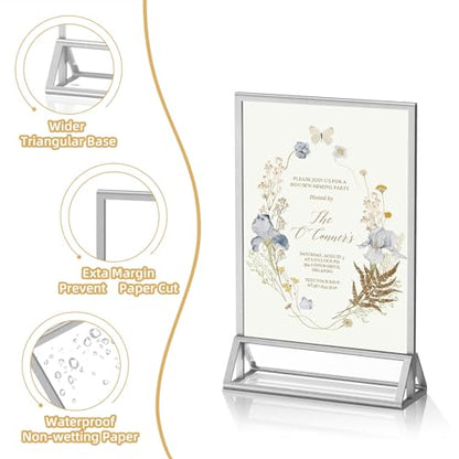 PPH-Sisy 4x6 Acrylic Sign Holder, 14 Pack Silver Picture Frame Double-Sided Clear Acrylic Sign Holder Flyer Menu Holder, Wedding Table Number, Photo Frames for Office Home Event - color: Silver, size: 4x6-14 Pack