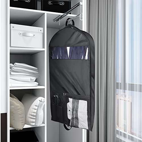 Univivi Garment Bag Suit Bag for Storage and Travel, 43 Inch, Set of 1 | Travel Bag with Mesh Pocket and Transparent Window, Oxford Fabrics, Foldable Washable Suit Cover for Jacket, Suits, Coats - size: 24"X43"- 1pcs -Travel