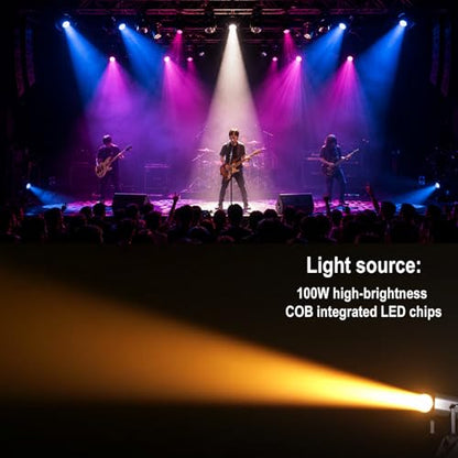 Leko Profile Spotlight COB Led with Automatic Zoom 15°–30° 100w DMX512 Ellipsoidal Floodlight, RGBW 4in1 Led Wash Light with Barn Doors Fresnel Par Lights for Churches Galleries Theater Wedding Party