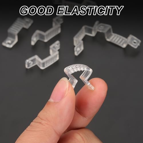 PATIKIL LED Strip Light Clips, 50 Pack Mounting Bracket Soft Fixing Clips Clamp Holders with Screws for 10mm Wide 3528/5050 Neon RGB Light Cable Ribbon, Transparent - size: 10mm