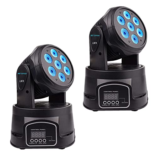 Betopper 7x8W Moving Head DJ Lights,RGBW Stage Lighting-2 Packs | 7x8W RGBW LEDs, DMX512/Auto/Sound/Master-Slave, Mini Moving Head Light For Stage, Party, Club, Wedding Event, Festival, Disco