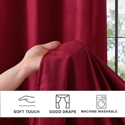 Burgundy Velvet Blackout Curtains 52 x 84 Inch, 2 Panels - color: Rod Pocket |Burgundy Red, size: 52"W x 84"L (Pack of 2)