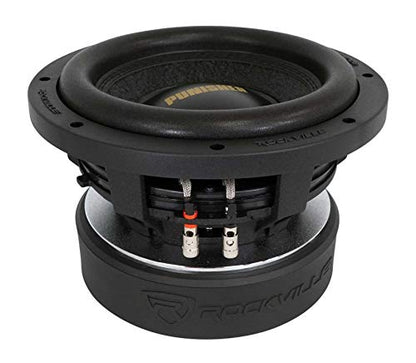 Rockville Punisher 8D2 8" Dual 2-Ohm Competition Car Audio Subwoofer | 3000W Peak / 750W RMS, 2.5" 4-Layer OFC Voice Coil, 145 Oz Magnet, Aluminum Basket, Paper Cone, Foam Surround, 26mm Xmax