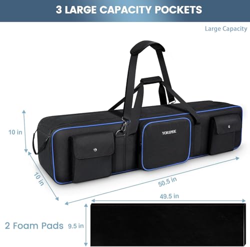 YOREPEK 50.5" Heavy Tripod Carrying Case Bag with 2 Padding Protective Pads | Extra Long Tripod Case for Boom Stand, Monolights, LED Lights, Umbrellas, Mic Stands, Tent Poles, Photographic Equipment - color: 50.5*9.5*9.5