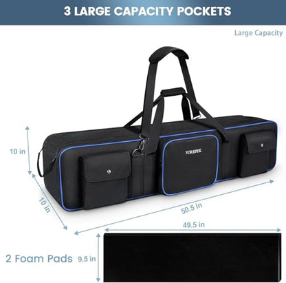 YOREPEK 50.5" Heavy Tripod Carrying Case Bag with 2 Padding Protective Pads | Extra Long Tripod Case for Boom Stand, Monolights, LED Lights, Umbrellas, Mic Stands, Tent Poles, Photographic Equipment - color: 50.5*9.5*9.5