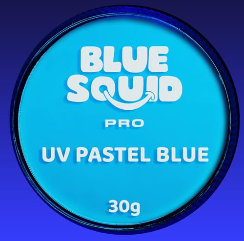 Blue Squid Face Paint Water Based Single Cake Professional Face & Body Paint - Water Activated, Kids Adults Face Painting for Costume, Halloween Makeup, Cosplay - UV Pastel Blue Face Paint 30g - color: UV Pastel Blue