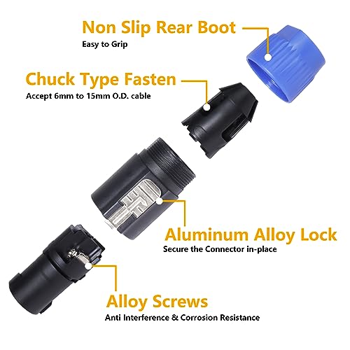 HBU 25 Packs 4 Pole Speakon Connectors - Twist Lock NL4FC Speak-On Connector Replacement - Compatible 4-Pole Plug for NL4FC, NL4FX, NLT4X, NL2FC, NL2FX Adapter (25 Pack) - size: 25 Pack