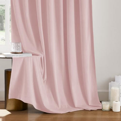 HOMEIDEAS 100% Blackout Velvet Curtains Pink 108'' 2 Panels for Bedroom - color: Pink, size: 52"W x 108"L (Pack of 2)