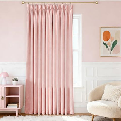 Baby Pink Velvet Curtains 80 Inches Wide for Nursery Kids Girls Bedroom Light Reducing Privacy Protect Window Drapes Thermal Insulated Pinch Pleat Drapes with Hooks 80x84 1 Panel - color: Baby Pink, size: 80"W x 84"L (Pack of 1)