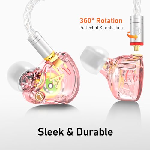 Audiovance Vibes 202M HiFi Wired Earbuds in-Ear Monitor Headphones with Mic - color: 4-Pink