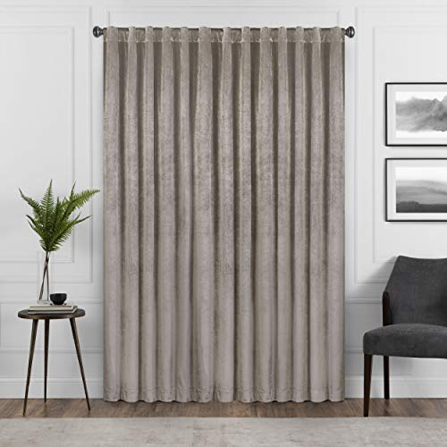 Eclipse Absolute Zero Harper Velvet Blackout Thermal Insulated Rod Pocket Curtains for Bedroom, Single Panel, 50" x 63", Mushroom - color: Mushroom, size: 50"W x 63"L (Pack of 1)