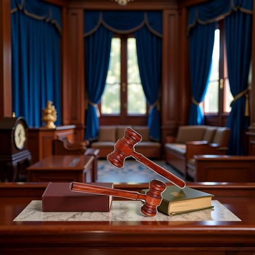 2Pcs Red Wood Judge Gavels Auction Court Gavels Wooden Judge Hammers Wood Hammer Props Judge Costume Accessories for Lawyer Courtroom 3.2 x 6.7 x 17.4 cm，Desk Accessories and Workspace Organizers
