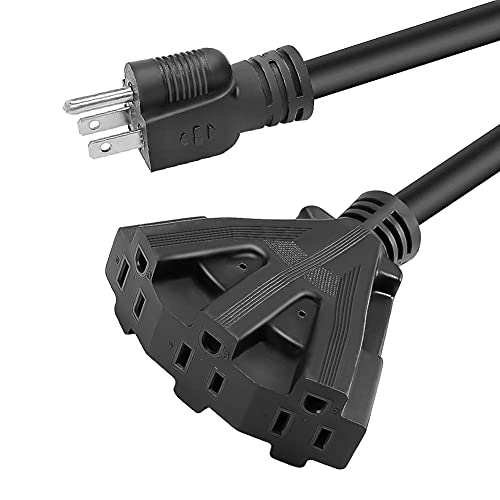 1FT 12/3 Outdoor Heavy Duty Extension Cord with 3 Outlet Waterproof - size: 1 FT