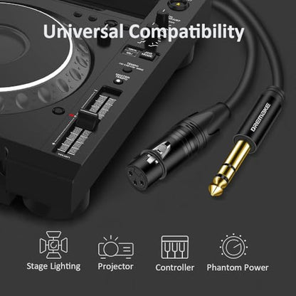 TRS 1/4 Inch 6.35mm/6.5mm to XLR Female Balanced Interconnect Audio Cable, 40FT 3Pin XLR to Quarter Inch Mic Cable for Microphone, Mixer, Guitar, AMP, Speakers - Black - color: Black, size: 40FT/12M