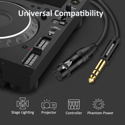 20FT TRS 1/4 Inch 6.35mm/6.5mm to XLR Female Balanced Interconnect Audio Cable, 3Pin XLR to Quarter Inch Mic Cable for Microphone, Mixer, Guitar, AMP, Speakers - Black - color: Black, size: 20FT/6.0M